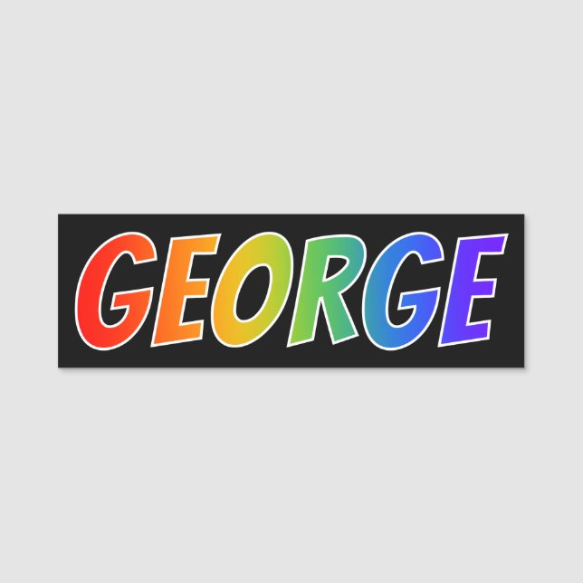 First Name "GEORGE": Fun Rainbow Colouring Tag (Front)