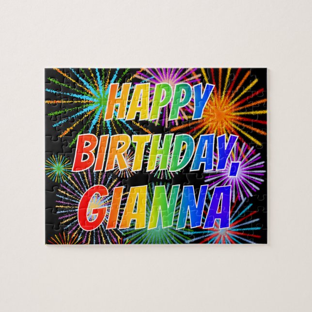 First Name "GIANNA", Fun "HAPPY BIRTHDAY" Jigsaw Puzzle (Horizontal)