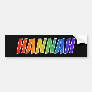 First Name "HANNAH": Fun Rainbow Colouring Bumper Sticker