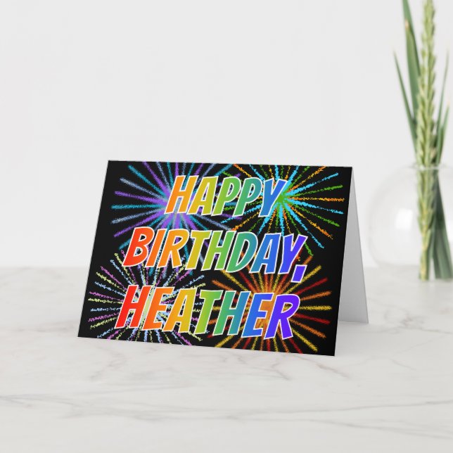 First Name "HEATHER" Fun "HAPPY BIRTHDAY" Card (Front)