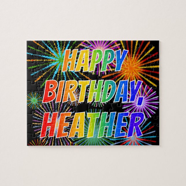 First Name "HEATHER", Fun "HAPPY BIRTHDAY" Jigsaw Puzzle (Horizontal)