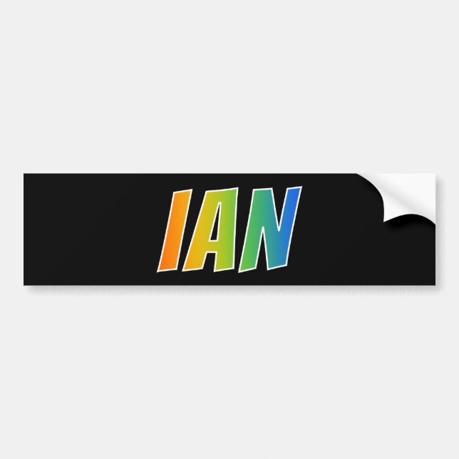 First Name "IAN": Fun Rainbow Colouring Bumper Sticker (Front)