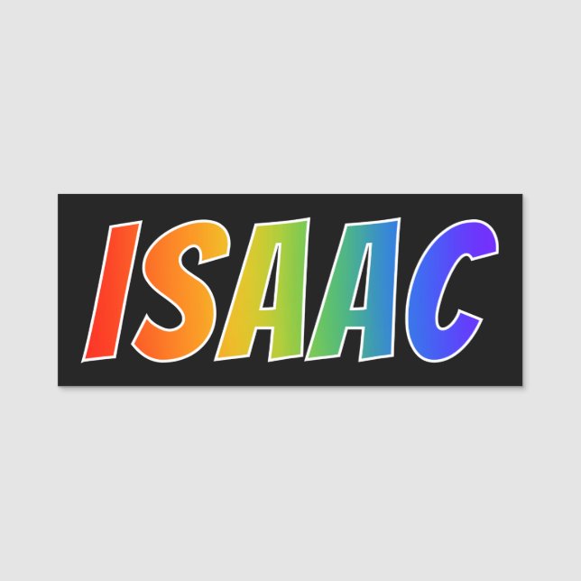 First Name "ISAAC": Fun Rainbow Colouring Name Tag (Front)