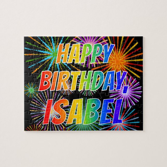 First Name "ISABEL", Fun "HAPPY BIRTHDAY" Jigsaw Puzzle (Horizontal)