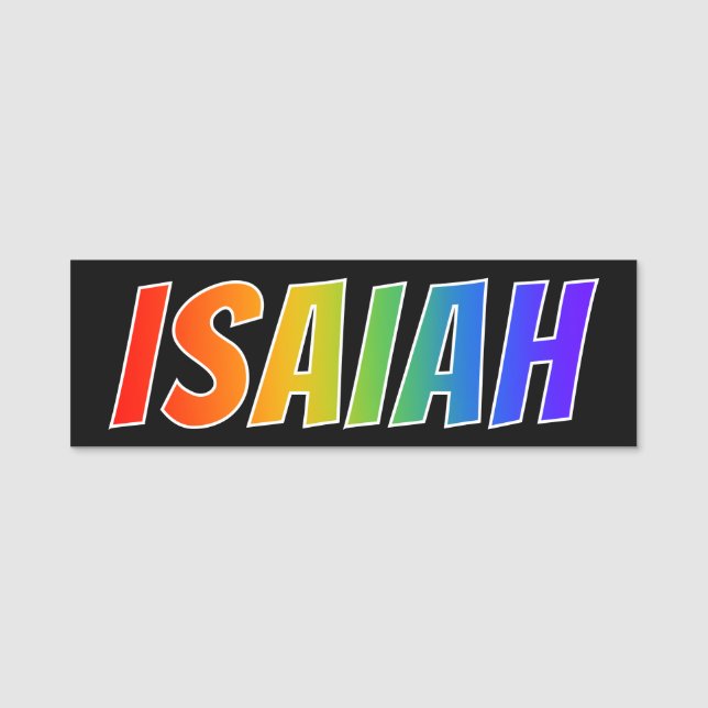 First Name "ISAIAH": Fun Rainbow Colouring Tag (Front)