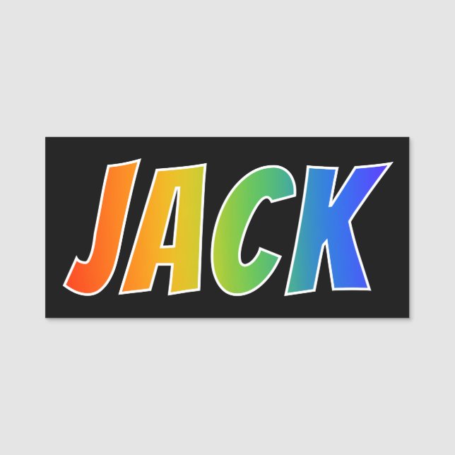 First Name "JACK": Fun Rainbow Colouring Tag (Front)