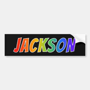 First Name "JACKSON": Fun Rainbow Colouring Bumper Sticker