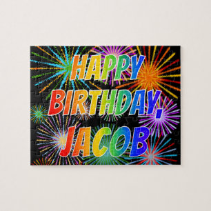 First Name "JACOB", Fun "HAPPY BIRTHDAY" Jigsaw Puzzle