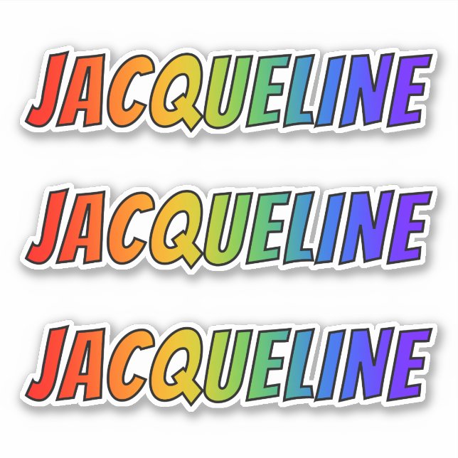 First Name "JACQUELINE" w/ Fun Rainbow Colouring (Front)