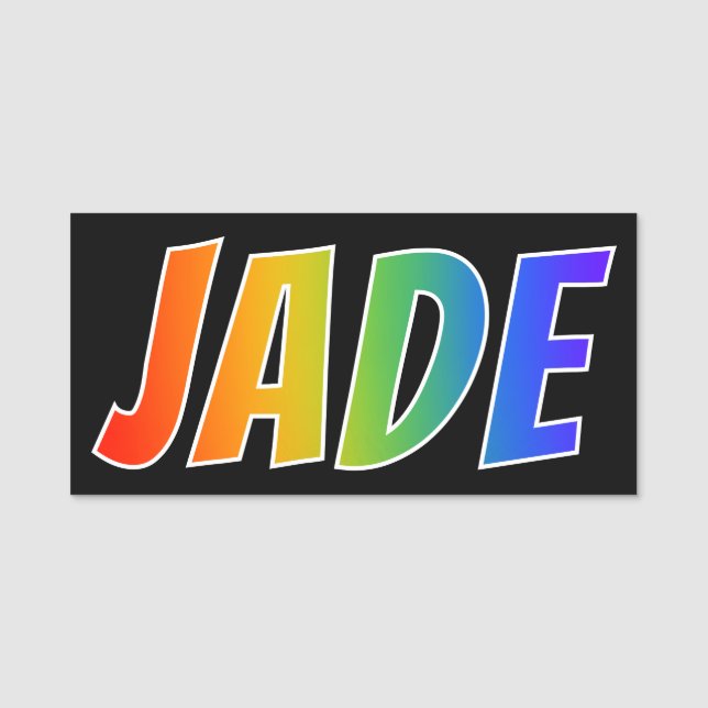 First Name "JADE": Fun Rainbow Colouring Tag (Front)