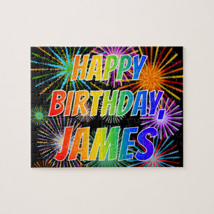 First Name "JAMES", Fun "HAPPY BIRTHDAY" Jigsaw Puzzle