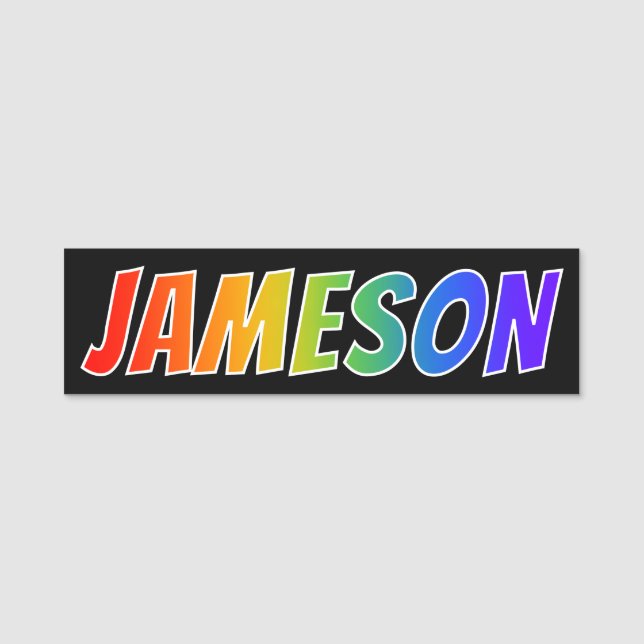 First Name "JAMESON": Fun Rainbow Colouring Tag (Front)