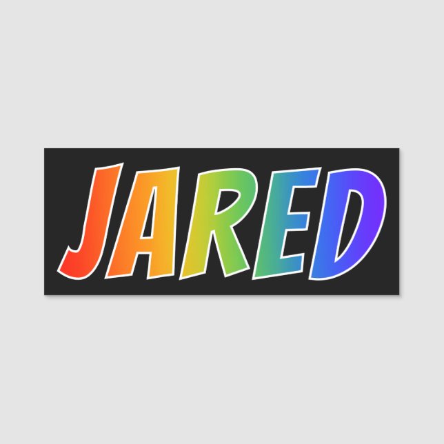 First Name "JARED": Fun Rainbow Colouring Tag (Front)
