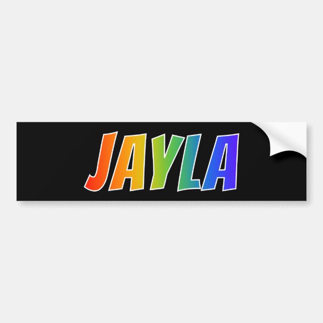 First Name "JAYLA": Fun Rainbow Colouring Bumper Sticker (Front)