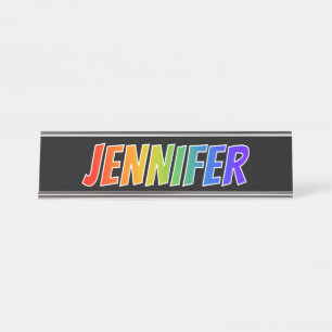 First Name "JENNIFER": Fun Rainbow Colouring Desk Name Plate