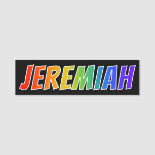 First Name "JEREMIAH": Fun Rainbow Colouring Tag