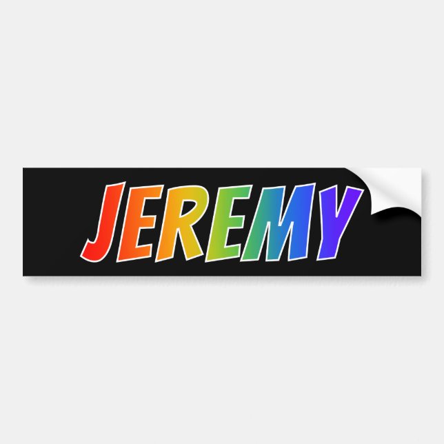 First Name "JEREMY": Fun Rainbow Colouring Bumper Sticker (Front)