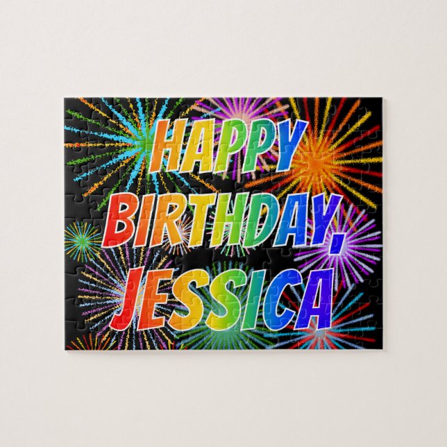 First Name "JESSICA", Fun "HAPPY BIRTHDAY" Jigsaw Puzzle (Horizontal)