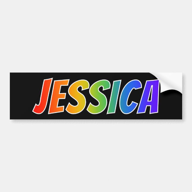 First Name "JESSICA": Fun Rainbow Colouring Bumper Sticker (Front)
