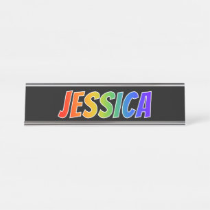 First Name "JESSICA": Fun Rainbow Colouring Desk Name Plate