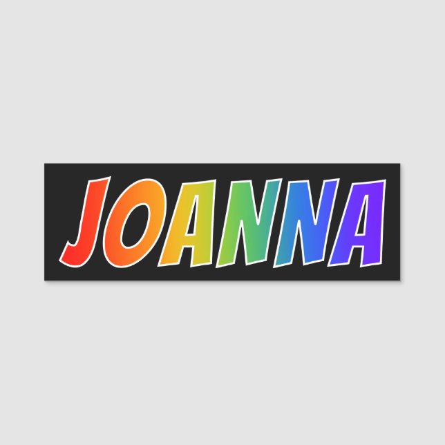 First Name "JOANNA": Fun Rainbow Colouring Tag (Front)
