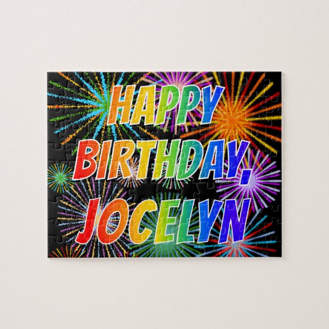 First Name "JOCELYN", Fun "HAPPY BIRTHDAY" Jigsaw Puzzle (Horizontal)
