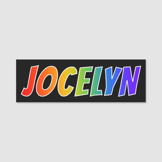 First Name "JOCELYN": Fun Rainbow Colouring Tag (Front)