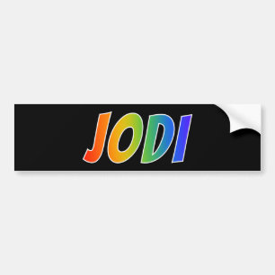 First Name "JODI": Fun Rainbow Colouring Bumper Sticker