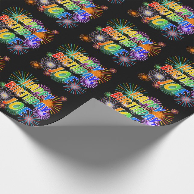 First Name "JOE", Fun "HAPPY BIRTHDAY" Wrapping Paper (Corner)