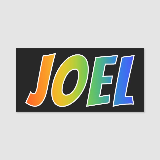 First Name "JOEL": Fun Rainbow Colouring Tag (Front)