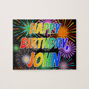 First Name "JOHN", Fun "HAPPY BIRTHDAY" Jigsaw Puzzle
