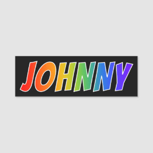 First Name "JOHNNY": Fun Rainbow Colouring Tag