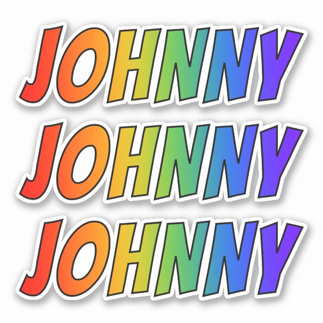 First Name "JOHNNY" w/ Fun Rainbow Colouring (Front)