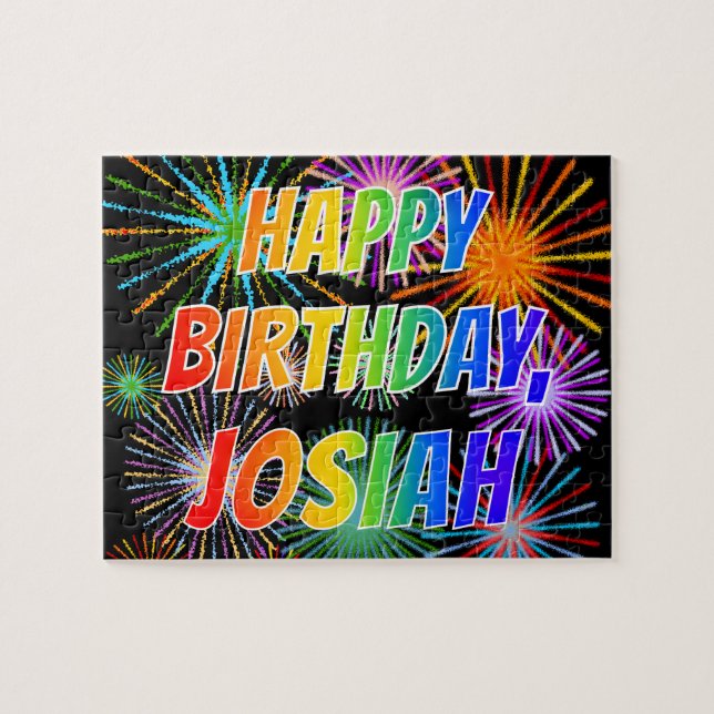 First Name "JOSIAH", Fun "HAPPY BIRTHDAY" Jigsaw Puzzle (Horizontal)