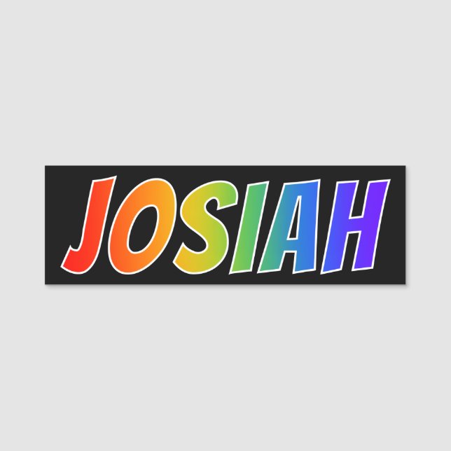 First Name "JOSIAH": Fun Rainbow Colouring Name Tag (Front)