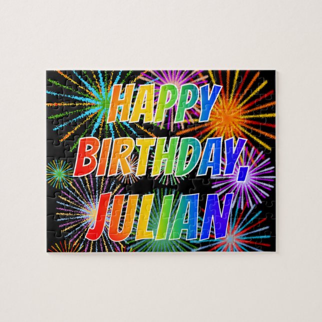 First Name "JULIAN", Fun "HAPPY BIRTHDAY" Jigsaw Puzzle (Horizontal)