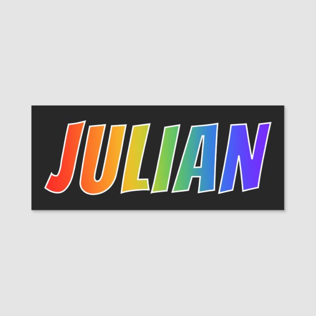 First Name "JULIAN": Fun Rainbow Colouring Tag (Front)