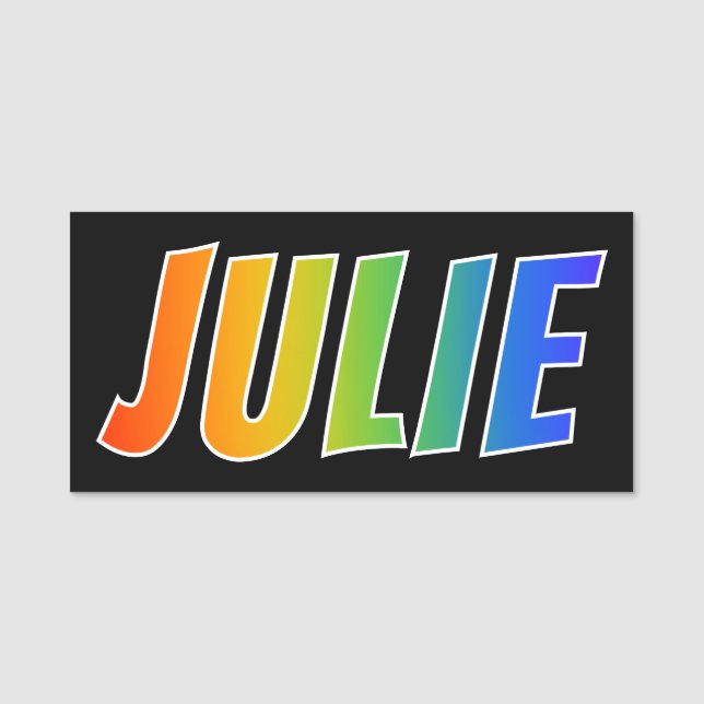 First Name "JULIE": Fun Rainbow Colouring Tag (Front)