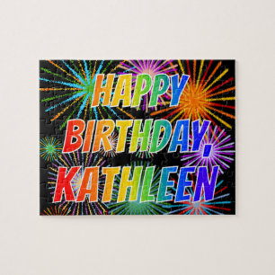 First Name "KATHLEEN", Fun "HAPPY BIRTHDAY" Jigsaw Puzzle