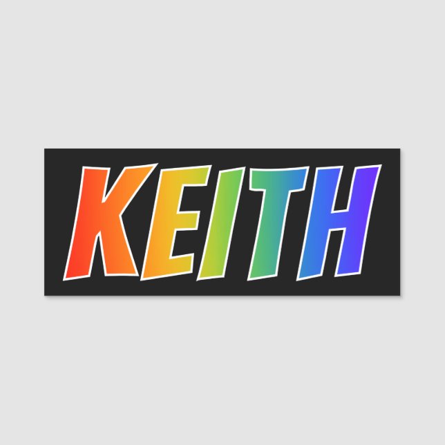 First Name "KEITH": Fun Rainbow Colouring Tag (Front)