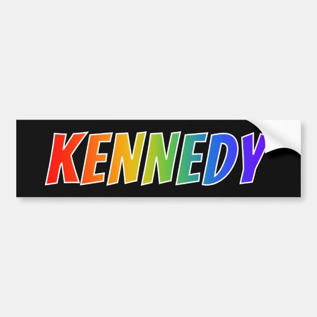 First Name "KENNEDY": Fun Rainbow Colouring Bumper Sticker (Front)
