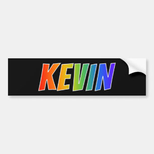 First Name "KEVIN": Fun Rainbow Colouring Bumper Sticker