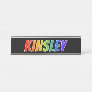First Name "KINSLEY": Fun Rainbow Colouring Desk Name Plate