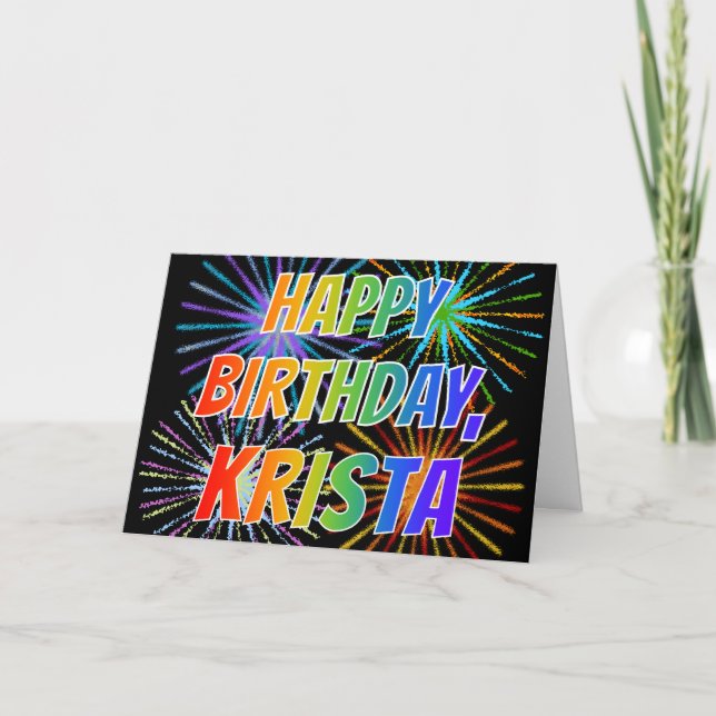 First Name "KRISTA" Fun "HAPPY BIRTHDAY" Card (Front)