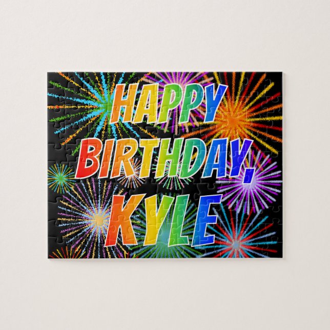 First Name "KYLE", Fun "HAPPY BIRTHDAY" Jigsaw Puzzle (Horizontal)