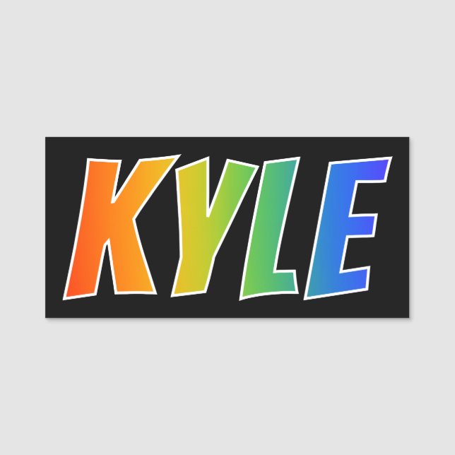 First Name "KYLE": Fun Rainbow Colouring Name Tag (Front)