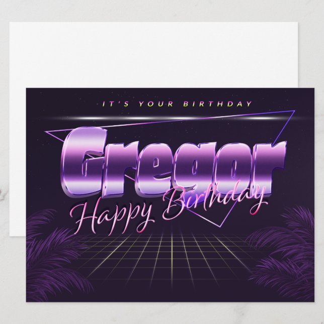 First Name Last Name lilac retro card birthday (Front/Back)