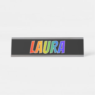First Name "LAURA": Fun Rainbow Colouring Desk Name Plate