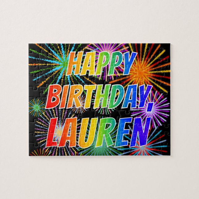 First Name "LAUREN", Fun "HAPPY BIRTHDAY" Jigsaw Puzzle (Horizontal)