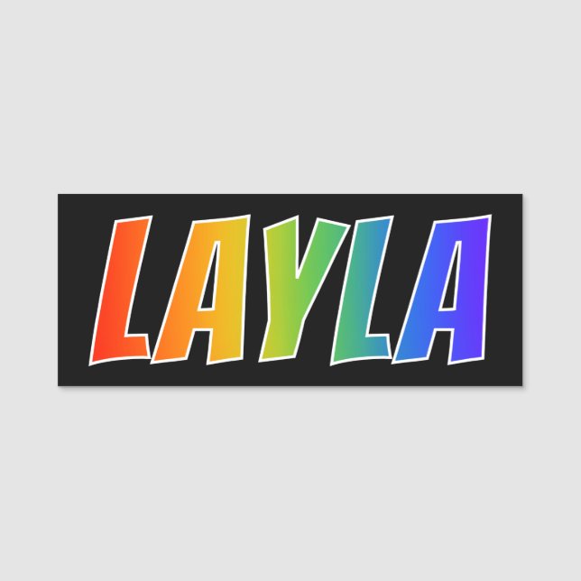 First Name "LAYLA": Fun Rainbow Colouring Tag (Front)